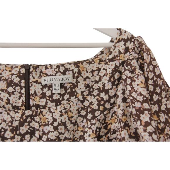 Shona Joy Dress Dahlia Floral Mini Linen Puff Sleeve Off Shoulder US 8 AUS 12 - Picture 6 of 9